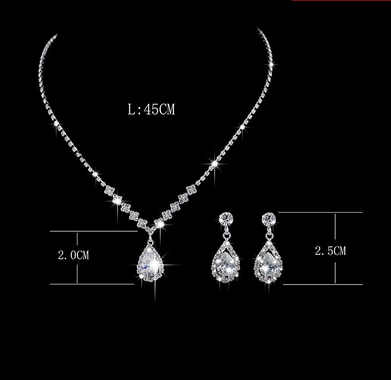 925 Silver Plated Bridal Crystals Jewelry Set M02044