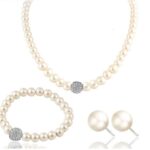 925 Silver Plated Bride Pearls Jewelry Set M02043