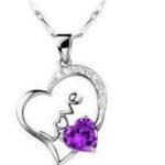 925 Silver Plated Heart Austrian Crystals Necklace M00727