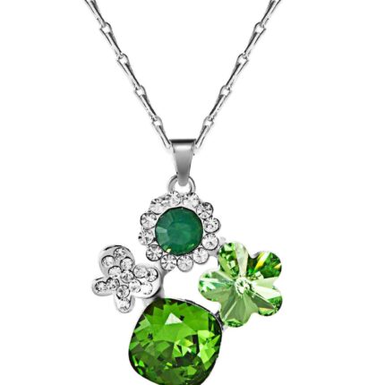 925 Silver Plated Original Swarovski Green Necklace M02111