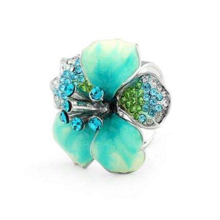925 Silver Plated Original Swarovski Green Ring M02128