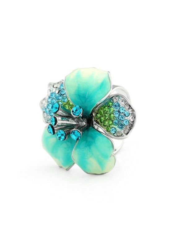 925 Silver Plated Original Swarovski Green Ring M02128
