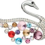 925 Silver Plated Original Swarovski Multi Color Brooch M02126