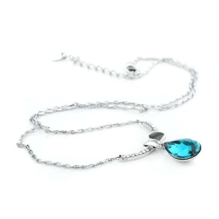 925 Silver Plated Original Swarovski Ocean Blue Necklace M02115