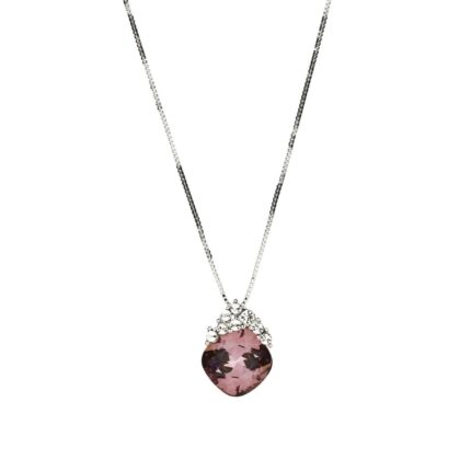 925 Silver Plated Original Swarovski Pink Necklace M02132