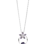 925 Silver Plated Original Swarovski Purple Necklace M02121