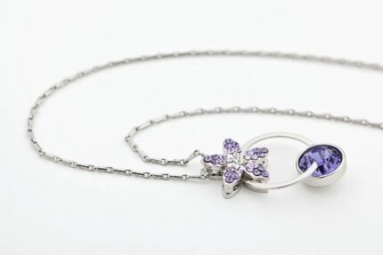 925 Silver Plated Original Swarovski Purple Necklace M02121
