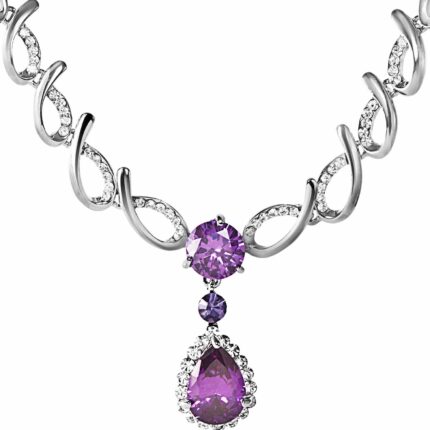 925 Silver Plated Original Swarovski Purple Necklace M02122