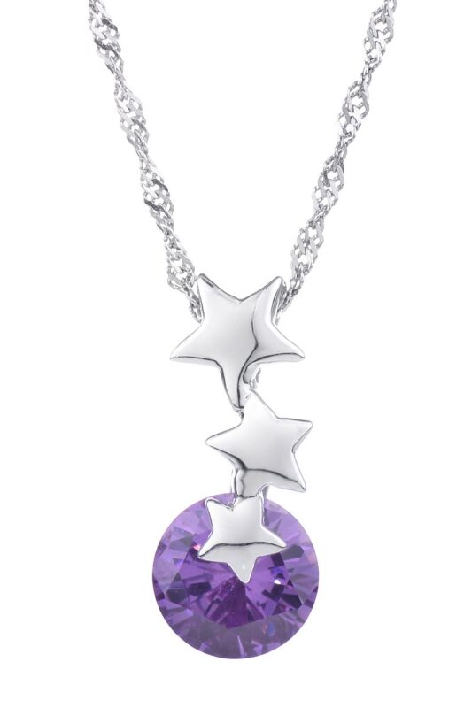 925 Silver Plated Original Swarovski Purple Necklace M02123