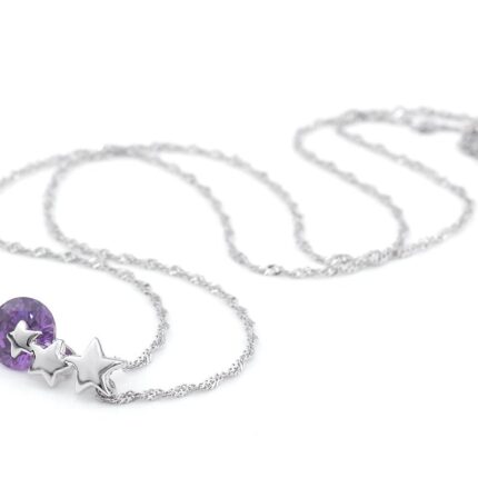 925 Silver Plated Original Swarovski Purple Necklace M02123