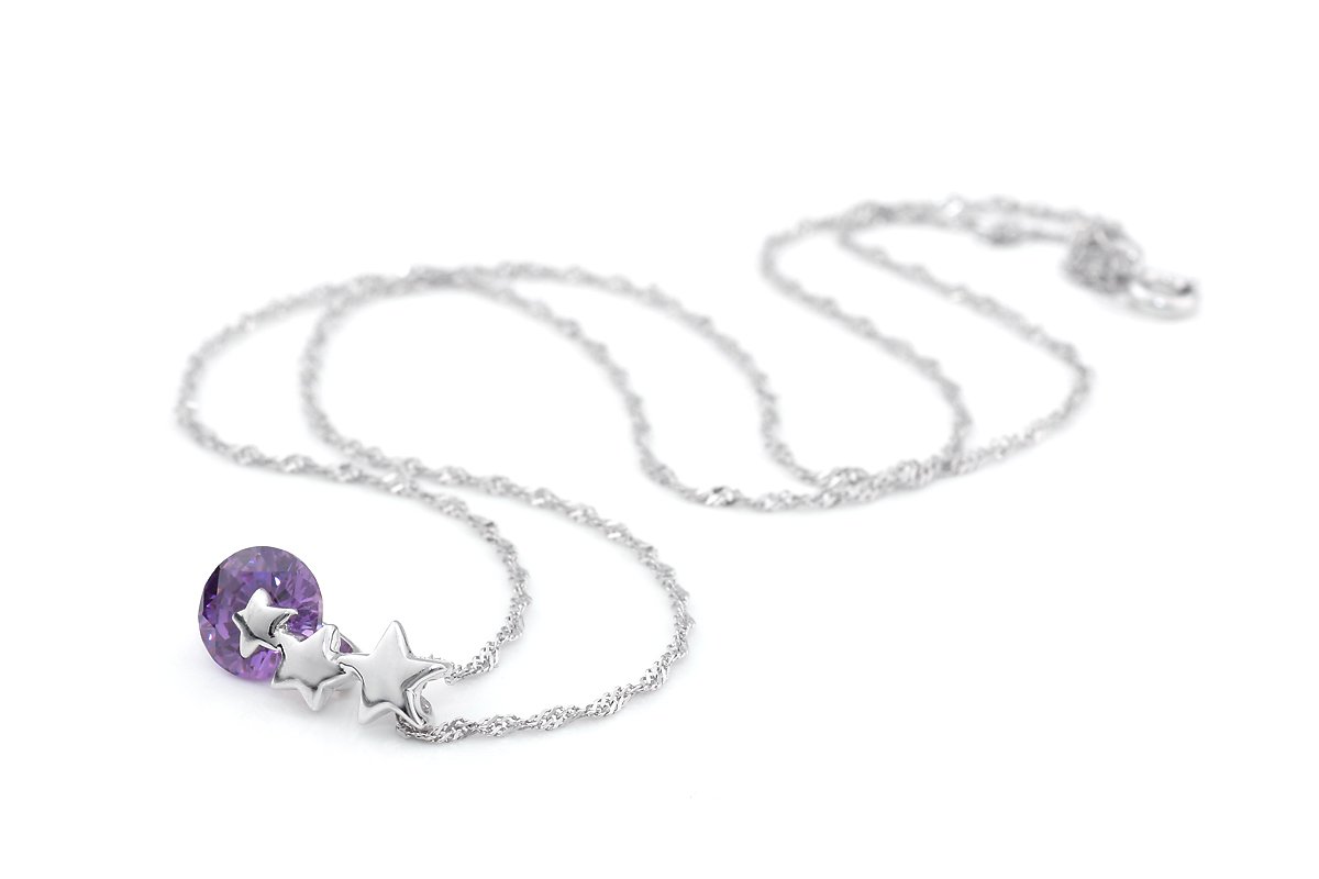 925 Silver Plated Original Swarovski Purple Necklace M02123