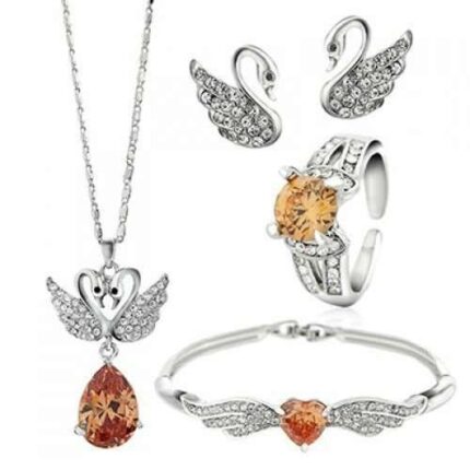 925 Silver Plated Original Swarovski Yellow Jewelry Set M02131