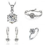 925 Silver Plated Zirconia Stone Jewelry Set M02025