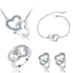925 Silver Plated Austrian Crystals Light Blue Jewelry Set M02015