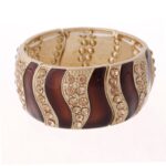 Adjustable Enamel Bangle Nickle Free Rhinestone Gold M00362