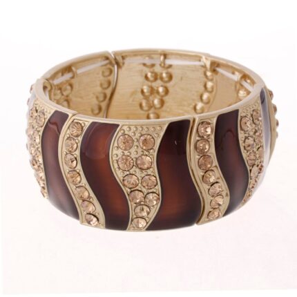 Adjustable Enamel Bangle Nickle Free Rhinestone Gold M00362