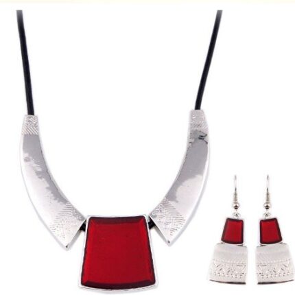 Alloy Nickle Free Enamel Red Jewelry Set M00404