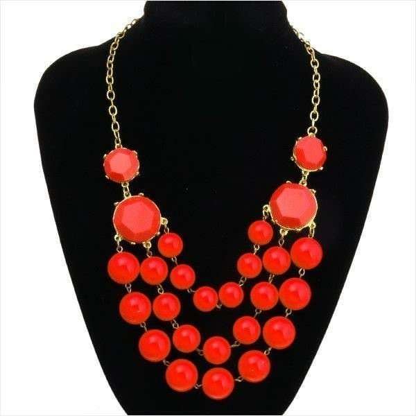 Bib Buble Statement Orange Necklace M00324