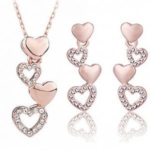 Gold Plated Crystal Jewelry Set Necklace and Earrings M00240