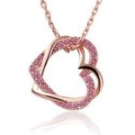 Gold Plated Heart Crystal Red Necklace M00457
