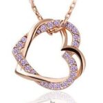Gold Plated Heart Crystal Violet Necklace M00461