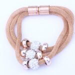 Gold Plated Stainless Steel Rhinestone Magnetic 20.5cm Bracelet M01474