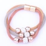 Gold Plated Stainless Steel Rhinestone Magnetic Multicolor 20.5cm Bracelet M01477