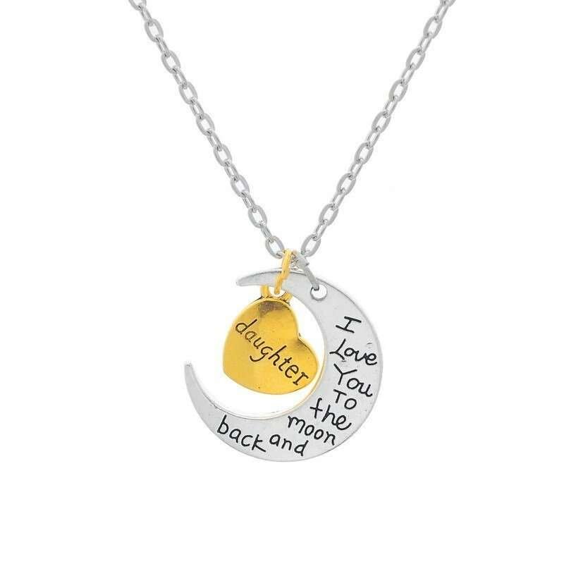 I Love You To The Moon and Back Daughter Lover Necklace M01322 1 I Love You To The Moon and Back Daughter Lover Necklace M01322