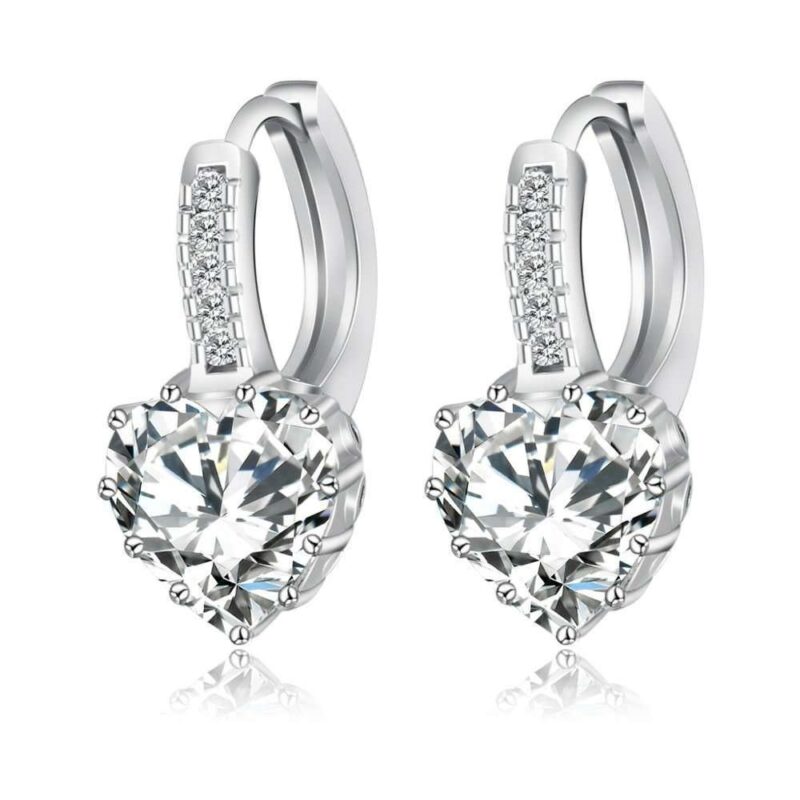 Platinum Plated 3 Times Cubic Zirconia Romantic Hoop Earrings M01530