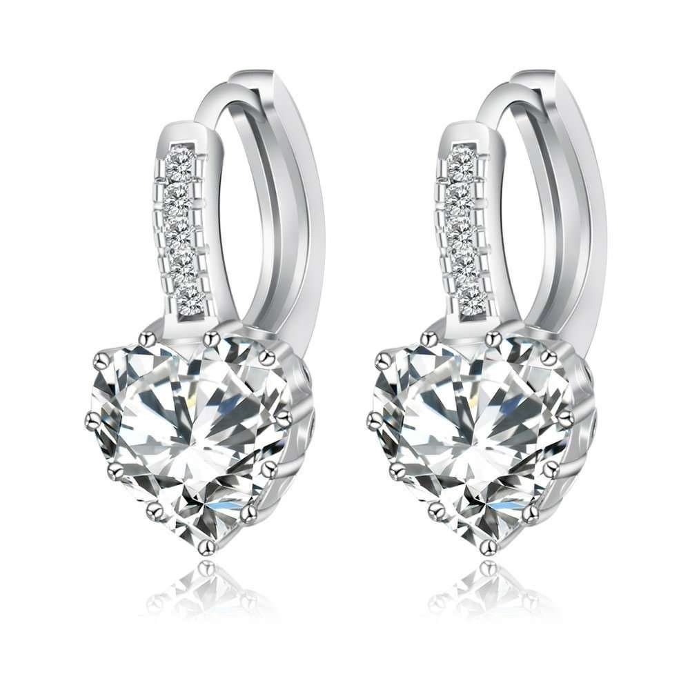 Platinum Plated 3 Times Cubic Zirconia Romantic Hoop Earrings M01530 1 Platinum Plated 3 Times Cubic Zirconia Romantic Hoop Earrings M01530