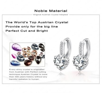 Platinum Plated 3 Times Cubic Zirconia Romantic Hoop Earrings M01530