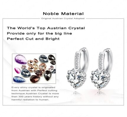 Platinum Plated 3 Times Cubic Zirconia Romantic Hoop Earrings M01530