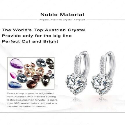 Platinum Plated 3 Times Cubic Zirconia Romantic Hoop Earrings M01530
