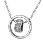 Platinum Plated Austrian Crystal Circle Heart Necklace M00662