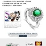 Platinum Plated Austrian Crystal Green Ring M01924