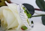 Platinum Plated Cubic Zirconia Crown Open Bangle M01624