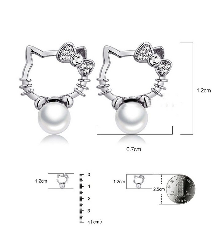 Platinum Plated Hello Kitty Beads Earrings M01254