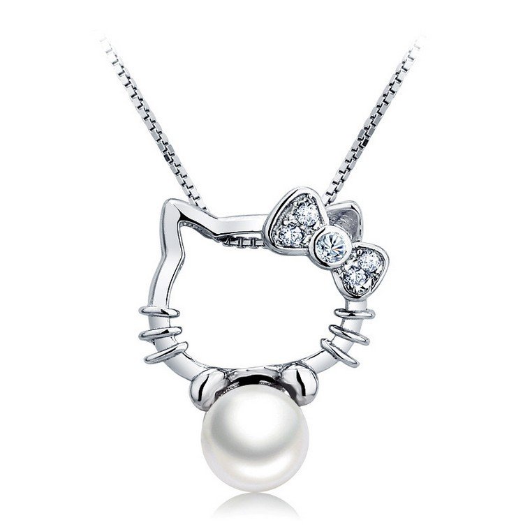 Platinum Plated Hello Kitty Beads Necklace M01255