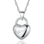 Platinum Plated Hollow Love Heart Necklace M01264