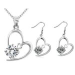 Platinum Plated Jewelry Set Necklace and Earrings M00233
