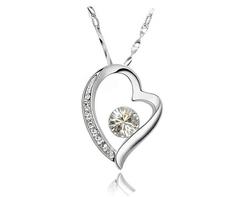 Platinum Plated Shine Zircon Love Heart Jewelry Set M00587 1 Platinum Plated Shine Zircon Love Heart Jewelry Set M00587