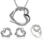 Platinum Plated Swarovski Elements Heart Jewelry Set M00519