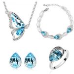 Platinum Plated Swarovski Elements Ocean Blue Jewelry Set M00282