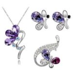 Platinum Plated Swarovski Elements Purple Jewelry Set M00248