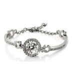 Platinum Plated Swiss Cubic Zirconia Diamond Hearts and Arrows 3.5 Carat CZ Bracelet M01250