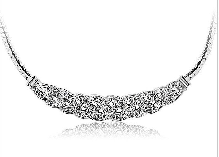 Platinum Plated Zircon Crystal Necklace M00731 1 Platinum Plated Zircon Crystal Necklace M00731