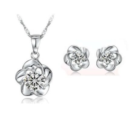 Platinum Plated Zircon Inlaid Jewelry Set M00432