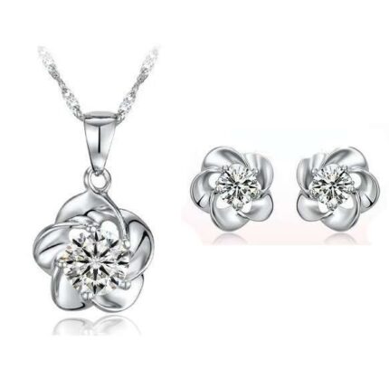 Platinum Plated Zircon Inlaid Jewelry Set M00432
