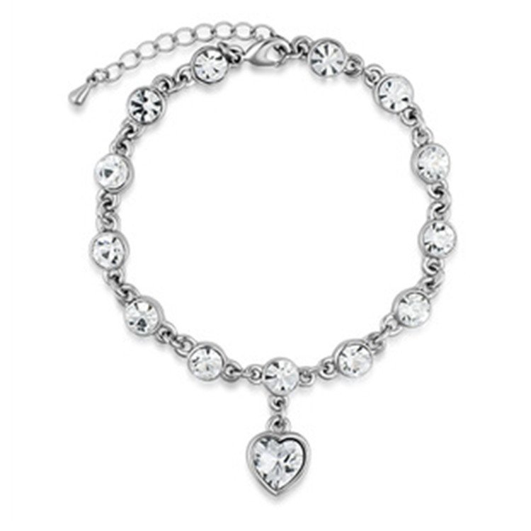 Platinumplated Crystal Heart Bracelet M01261 1 Platinumplated Crystal Heart Bracelet M01261