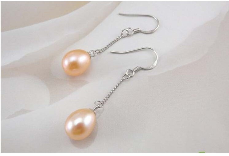 Real Freshwater Pink Pearl Long Earrings M01377 1 Real Freshwater Pink Pearl Long Earrings M01377